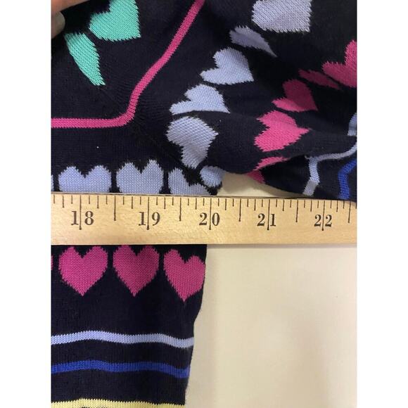 Talbots Black Heart Cardigan Sweater Button Up Preppy Holiday Classic Medium - Picture 7 of 13